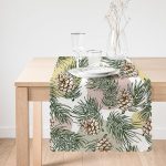 - Runner-8360-1 - Realhomes  Beyaz Zeminde Renkli Puantiyeli Sonbahar Yapraklı Dijital Baskılı Modern Runner Realhomes