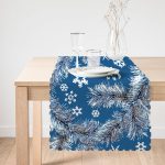 - Runner-8401-1 - Realhomes Renkli Zemin Üzerinde Kar Tanesi Desenli Dijital Baskılı Modern Runner Realhomes