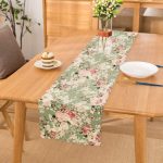 - Runner-8422 - Realhomes Rengarenk Zemin Üzerinde Beyaz Çiçek Desenli Dijital Baskılı Modern Runner Realhomes