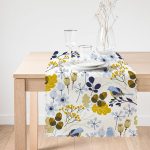 - Runner-8434-1 - Realhomes Beyaz Zemin Üzerinde Rengarenk Çiçek Desenli Dijital Baskılı Modern Runner Realhomes