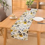 - Runner-8434 - Realhomes Beyaz Zemin Üzerinde Rengarenk Çiçek Desenli Dijital Baskılı Modern Runner Realhomes