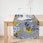 - Runner-8435-1 - Realhomes Rengarenk Zemin Üzerinde Çiçek Desenli Dijital Baskılı Modern Runner Realhomes