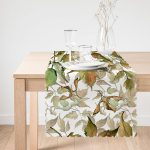 - Runner-8486-1 - Realhomes Beyaz Zemin Üzerinde Sonbahar Yaprak Desenli Dijital Baskılı Modern Runner Realhomes