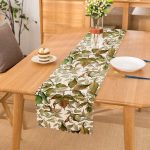 - Runner-8486 - Realhomes Beyaz Zemin Üzerinde Sonbahar Yaprak Desenli Dijital Baskılı Modern Runner Realhomes