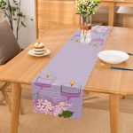 - Runner-8497 - Realhomes Rengarenk Zemin Üzerinde Mum Desenli Çiçek Motifli Dijital Baskılı Modern Runner Realhomes