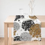 - Runner-8515-1 - Realhomes Beyaz Zemin Üzerinde Rengarenk Çiçek Desenli Dijital Baskılı Modern Runner Realhomes