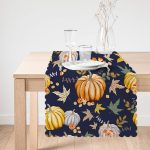 - Runner-8540-1 - Realhomes  Renkli Zemin Üzerinde Bal Kabağı Desenli Dijital Baskılı Modern Runner Realhomes