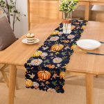 - Runner-8540 - Realhomes  Renkli Zemin Üzerinde Bal Kabağı Desenli Dijital Baskılı Modern Runner Realhomes