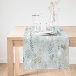 Renkli Zemin Üzerinde Yaprak Desenli Dijital Baskılı Modern Runner Realhomes