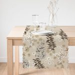 - Runner-8579-1 - Realhomes Pastel Zemin Üzerinde Renkli Yaprak Desenli Dijital Baskılı Modern Runner Realhomes