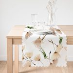 - Runner-8582-1 - Realhomes Beyaz Zemin Üzerinde Çiçek Desenli Dijital Baskılı Modern Runner Realhomes