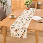 - Runner-8582 - Realhomes Beyaz Zemin Üzerinde Çiçek Desenli Dijital Baskılı Modern Runner Realhomes
