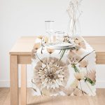 - Runner-8585-1 - Realhomes Beyaz Zemin Üzerinde Çiçek Desenli Dijital Baskılı Modern Runner Realhomes