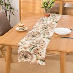 - Runner-8585 - Realhomes Beyaz Zemin Üzerinde Çiçek Desenli Dijital Baskılı Modern Runner Realhomes