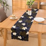 - Runner-8591 - Realhomes Renkli Zemin Üzerinde Gold Detaylı Yaprak Desenli Dijital Baskılı Modern Runner Realhomes