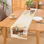 - Runner-8603 - Realhomes Beyaz Zemin Üzerinde Balkabağı Desenli Dijital Baskılı Modern Runner Realhomes