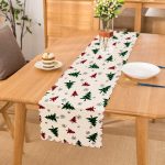 Beyaz Zemin Üzerinde Ekoseli Çam Ağacı Desenli Dijital Baskılı Modern Runner Realhomes