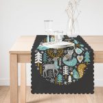 - Runner-8622-1 - Realhomes Pastel Zemin Üzerinde Yılbaşı Desenli Dijital Baskılı Modern Runner Realhomes