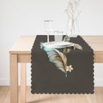 - Runner-8628-1 - Realhomes Renkli Zemin Üzerinde Yaprak Desenli Dijital Baskılı Modern Runner Realhomes