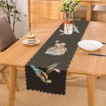 - Runner-8628 - Realhomes Renkli Zemin Üzerinde Yaprak Desenli Dijital Baskılı Modern Runner Realhomes