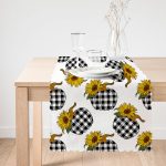 Beyaz Zemin Üzerinde Ekose Desenli Bal Kabağı Motifli Dijital Baskılı Modern Runner Realhomes