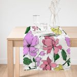 Beyaz Zemin Üzerinde Rengarenk Çiçek Desenli Dijital Baskılı Modern Runner Realhomes