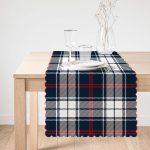 - Runner-8669-1 - Realhomes Beyaz Zemin Üzerinde Renkli Ekose Desenli Dijital Baskılı Modern Runner Realhomes