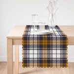 Beyaz Zemin Üzerinde Renkli Ekose Desenli Dijital Baskılı Modern Runner Realhomes