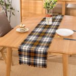 Beyaz Zemin Üzerinde Renkli Ekose Desenli Dijital Baskılı Modern Runner Realhomes