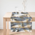 - Runner-8685-1 - Realhomes Beyaz Zemin Üzerinde Renkli Yaprak Desenli Dijital Baskılı Modern Runner Realhomes