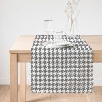 - Runner-8697-1 - Realhomes Beyaz Zemin Üzerinde Gri Ekose Desenli Dijital Baskılı Modern Runner Realhomes