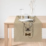 - Runner-87-1 - Realhomes  Geyik Desenli Dijital Baskılı Dekoratif Runner Realhomes