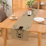 - Runner-87 - Realhomes  Geyik Desenli Dijital Baskılı Dekoratif Runner Realhomes