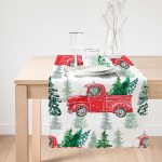 - Runner-8703-1 - Realhomes Beyaz Zemin Üzerinde Çam Ağacı Desenli Dijital Baskılı Modern Runner Realhomes