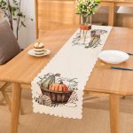 - Runner-8709 - Realhomes Beyaz Zemin Üzerinde Renkli Balkabağı Desenli Dijital Baskılı Modern Runner Realhomes