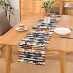 Beyaz Zemin Üzerinde Renkli Yaprak Desenli Dijital Baskılı Modern Runner Realhomes