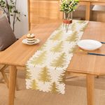 Beyaz Zemin Üzerinde Gold Renkli Çam Ağacı Desenli Dijital Baskılı Modern Runner Realhomes