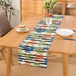 - Runner-8723 - Realhomes Beyaz Zemin Üzerinde Renkli Yaprak Desenli Dijital Baskılı Modern Runner Realhomes