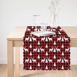 Kırmızı Ekose Desenli Geyik Motifli Dijital Baskılı Modern Runner Realhomes