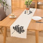 - Runner-8734 - Realhomes Beyaz Zemin Üzerinde Siyah Gri Ekose Desenli Dijital Baskılı Modern Runner Realhomes