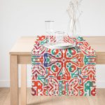 - Runner-8760-1 - Realhomes  Beyaz Zemin Üzerinde Çini Desenli Dijital Baskılı Modern Runner Realhomes