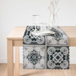 - Runner-8771-1 - Realhomes Renkli Zemin Üzerinde Geometrik Desenli Dijital Baskılı Modern Runner Realhomes