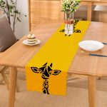 - Runner-8800 - Realhomes Renkli Zemin Üzerinde Onedraw Çizimli Zürafa Silüeti Dijital Baskılı Modern Runner Realhomes