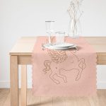 - Runner-8819-1 - Realhomes Pastel Zemin Üzerinde Unicorn Desenli Dijital Baskılı Modern Runner Realhomes