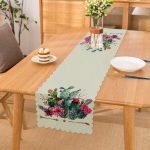 - Runner-8850 - Realhomes Renkli Zemin Üzerinde Oklu Kaktüs Desenli Dijital Baskılı Modern Runner Realhomes