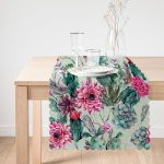 Renkli Zemin Üzerinde Kaktüs Desenli Dijital Baskılı Modern Runner Realhomes