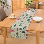 - Runner-8852 - Realhomes Renkli Zemin Üzerinde Kaktüs Desenli Dijital Baskılı Modern Runner Realhomes