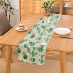 - Runner-8856 - Realhomes Renkli Zemin Üzerinde Kaktüs Desenli Dijital Baskılı Modern Runner Realhomes