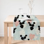 - Runner-8860-1 - Realhomes Renkli Zemin Üzerinde Yaprak Desenli Dijital Baskılı Modern Runner Realhomes