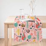 Renkli Zemin Üzerinde Kaktüs Desenli Dijital Baskılı Modern Runner Realhomes